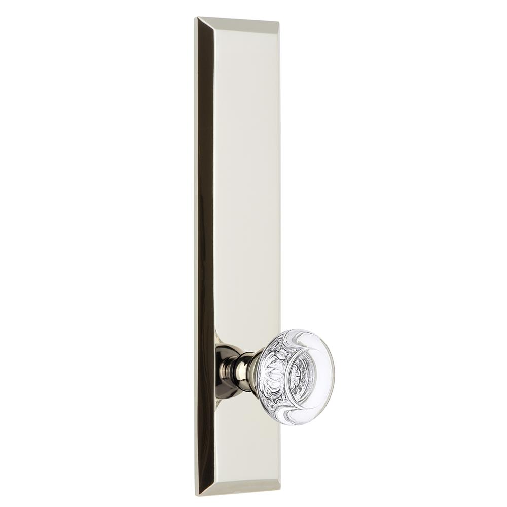 Grandeur by Nostalgic Warehouse FAVBOR Fifth Avenue Tall Plate Privacy with Bordeaux Knob in Polished Nickel